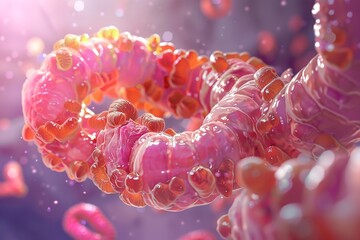 Illustration of human colon cancer in 3D. Generative Ai