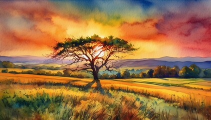 Fototapeta premium Watercolor Scenery