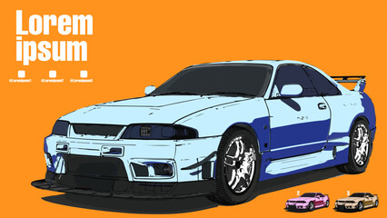 Japanese domestic car illustration, anime style