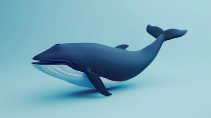 Fototapeta premium A playful blue dolphin artwork with a smooth and fluid design on a calm and serene light blue background.