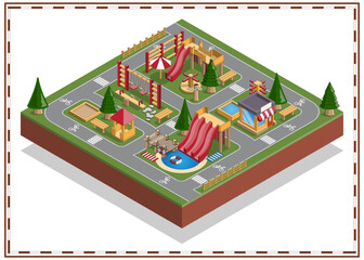 Children playground. Isometric. Isolated on white background. Vector illustration.