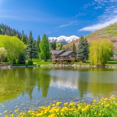 Obraz premium Beautiful alpine lake in the Wasatch mountains in Salt Lake