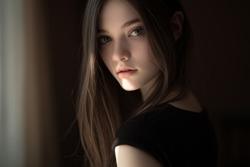Naklejka premium Happy and joyful atmosphere of a girl in a spontaneous moment