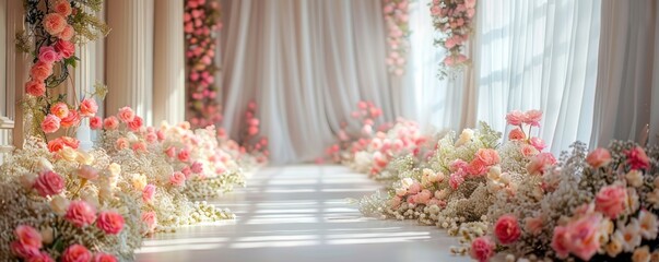 Fototapeta na wymiar Enchanted white Wedding Background