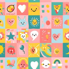 a grid of stickers tile seamless