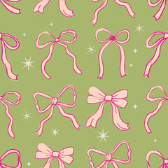 Christmas present ribbon bows seamless pattern