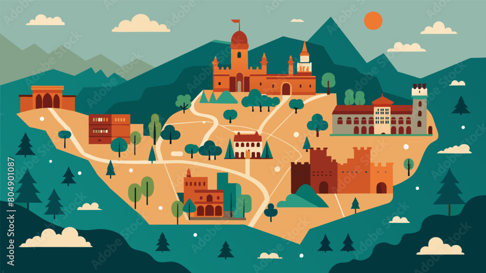 Poster an antique map of a familiar city showing the changes in landscape and names of streets no longer in