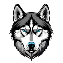 Naklejka premium Siberian husky mascot logo