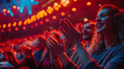 People clapping and cheering at a concert