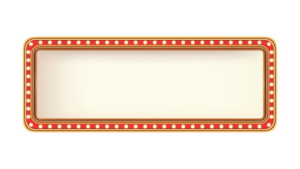 Retro advertising sign red marquee gold light board on white background. Vector illustration