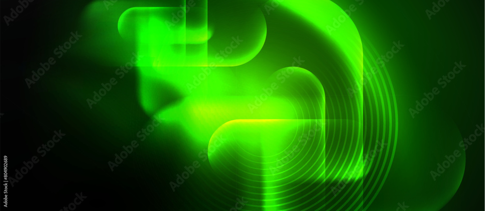 Aufkleber an electric blue light illuminates a dark background, creating an artistic pattern of green and mage