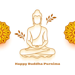 line art buddh purnima or vesak day celebration background