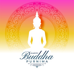 beautiful happy buddha purnima wishes card in papercut style
