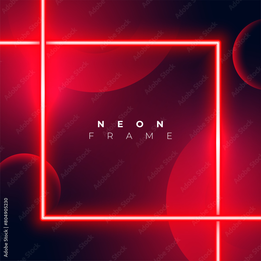 Wall mural red neon glowing lines background with empty space