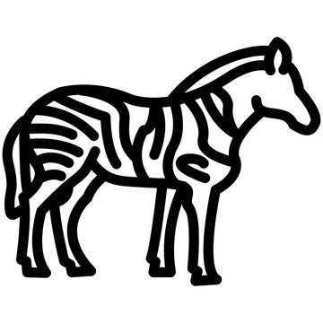 black and white zebra standing profile clip art preview