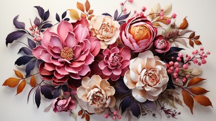 Bouquet of delicate watercolor flowers. wedding decoration arrangements, wedding invitations
