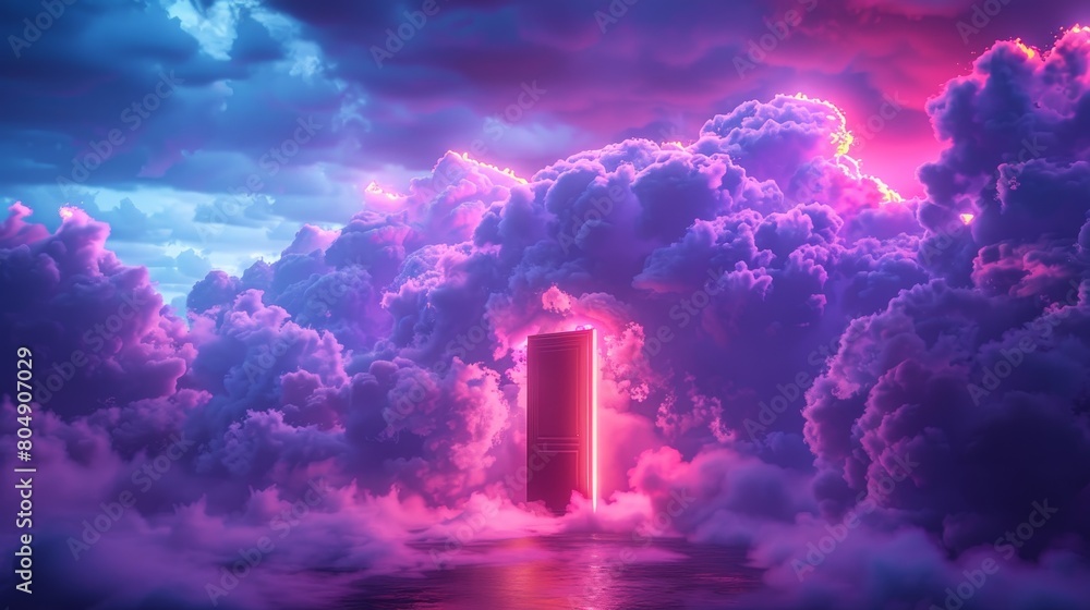 Poster a visual representation of cloud storage with a door