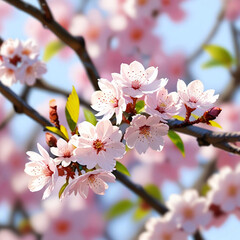 illustration of cherry blossoms blooming on tree branches