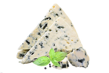 Blue cheese on white isolated