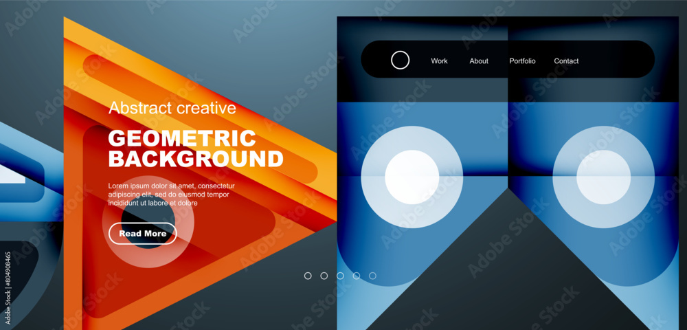 Poster a geometric background featuring triangles and circles in electric blue hues, perfect for electronic