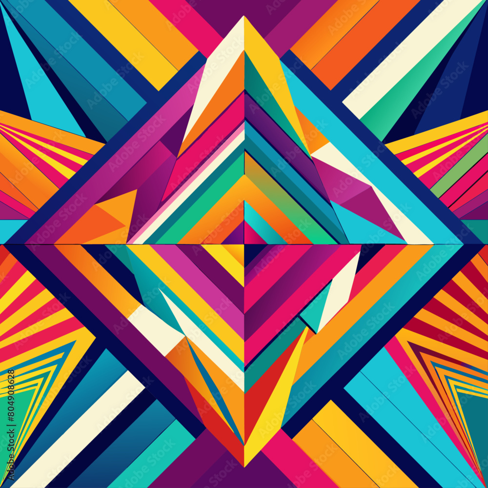 Poster brightly colored geometric abstract backgrounds with sharp angles.