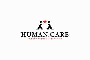 modern human care international healthy symbol logo design vector illustration for agency, company, community and brand business. creative geometric human care logo vector design template isolated