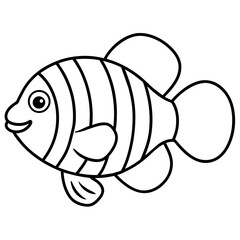 The silhouette of clownfish illustration line art Vector  