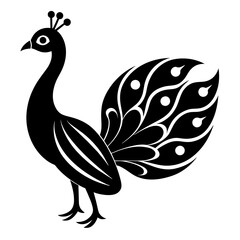Peacock bird vector silhouette illustration