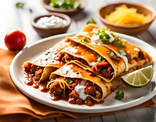 Food photo of Mexican cuisine Tasty Enchilada Temptation, Generative AI