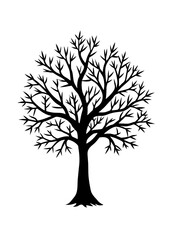 Winter tree silhouette vector illustration isolated on a white background 
