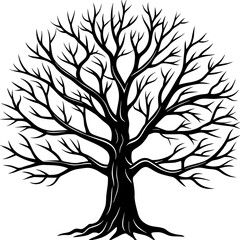 Winter tree silhouette vector illustration isolated on a white background 
