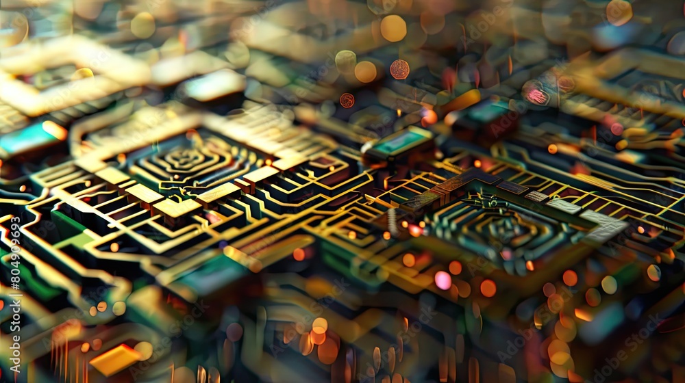 Poster the image is an abstract circuit board with green and yellow highlights.