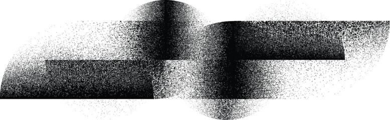 Obraz premium Distorted geometric half circle . Minimal art design . Noise destroyed logo . Trendy grainy shapes . Graph print noise texture .Spray effect .Grunge texture . Distressed element .vector 