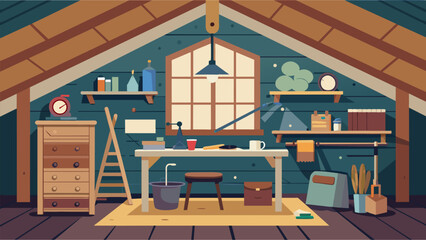 In the heart of the cottage a rustic attic space serves as the perfect workshop with tools arranged neatly on the walls and a workbench covered in. © Justlight
