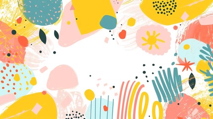 Whimsical geometric background template for kids playtime