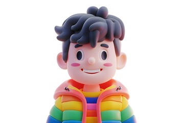 Cheerful 3D Cartoon Avatar Representing LGBTQ Pride and Diversity