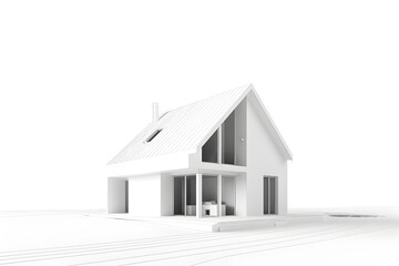 Minimalist White 3D House Model on Clean Background