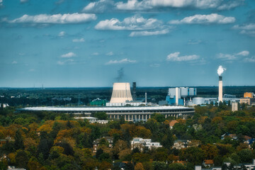 Berlin Olympiastadion - Skyline - Cloud - Background - Funkturm - Fernsehturm - Concept - City - Hauptstadt - Germany - Europa - Travel	 - obrazy, fototapety, plakaty