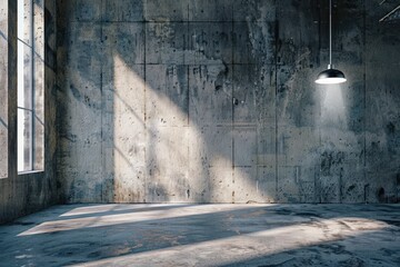 Concrete floor with white lamp spotlight for background - generative ai