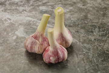 Young garlic heap for cooking