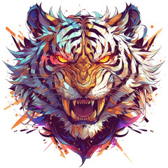 Angry tiger head vector illustration