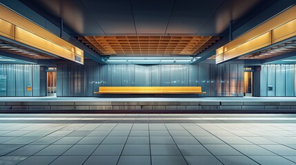 Photo of a clean empty subway without people