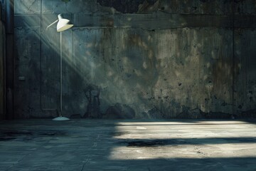Concrete floor with white lamp spotlight for background - generative ai