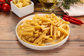 Raw dry Italian pasta - casarecce