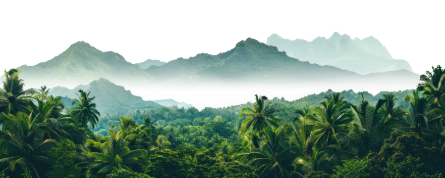 green forest mountain peak closeup on transparent background
