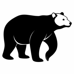 A polar Bear Walking  vector silhouette, flat style black color illustration, isolated white background (7)