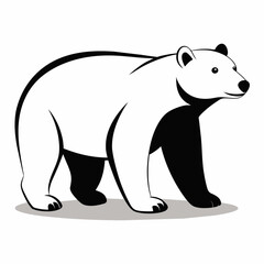 A polar Bear Walking  vector silhouette, flat style black color illustration, isolated white background (5)