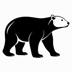 A polar Bear Walking  vector silhouette, flat style black color illustration, isolated white background (8)