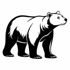 A polar Bear Walking  vector silhouette, flat style black color illustration, isolated white background (6)