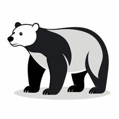 A polar Bear Walking  vector silhouette, flat style black color illustration, isolated white background (9)